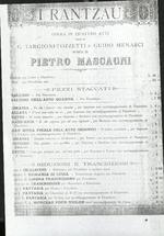 I Rantzau Opera in Quattro Atti del Maestro Pietro Mascagni Fantasia per Flauto e Pianoforte di Italo Piazza.